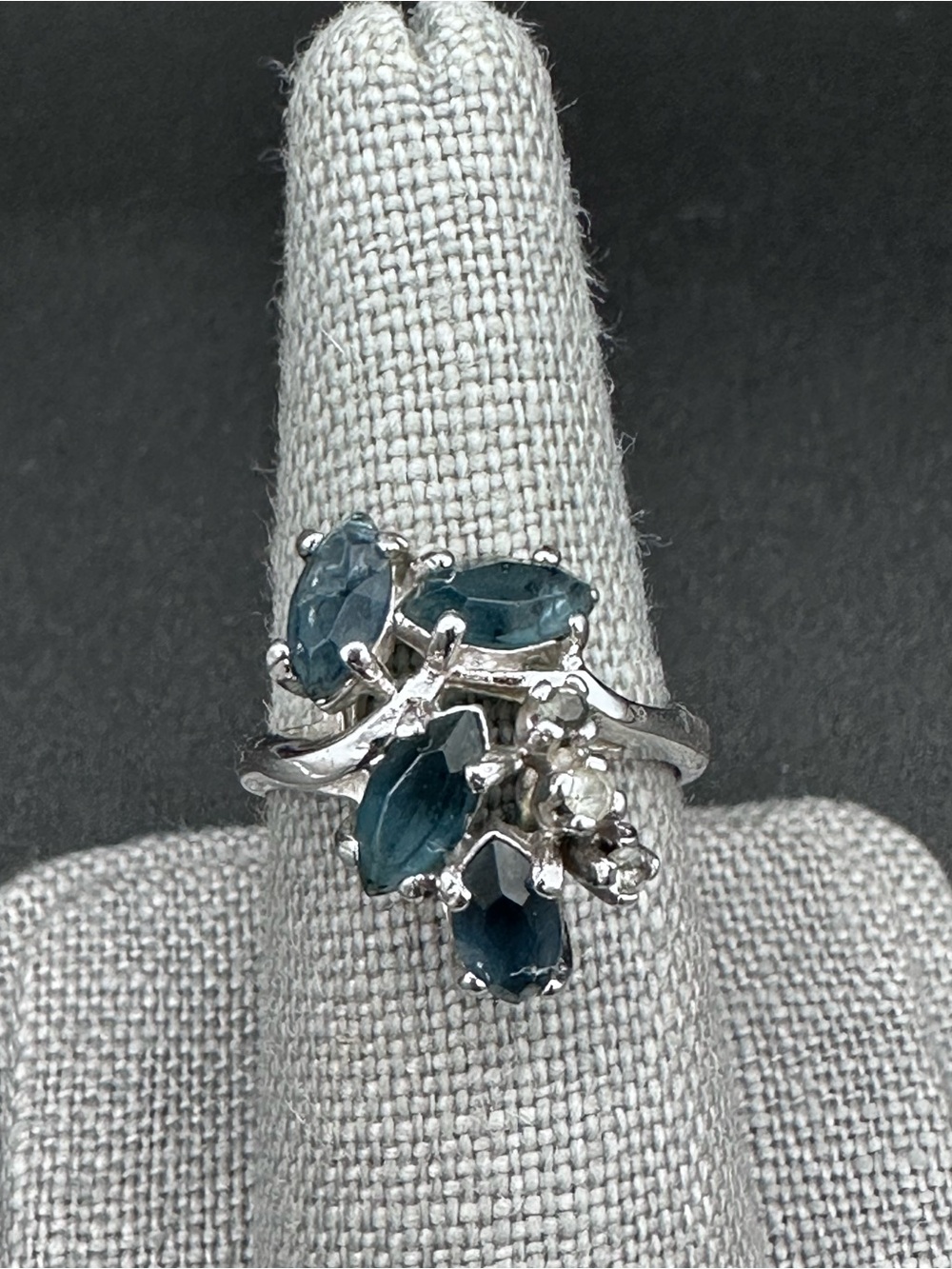 Vintage Sarah Coventry Blue Marquise Cluster Cocktail Ring 7